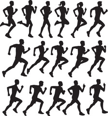 Set running silhouettes. Vector illustration.