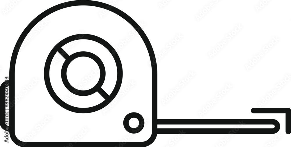 Poster measuring tape icon representing a tool used for measuring length, typically in construction or tail