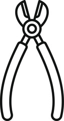 Simple line drawing of a pair of cutting pliers with their handles spread open