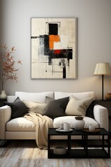 Black and beige composition with modern hand painted composition art, generative IA