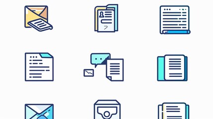 This image consists of various icons that represent different types of documents and media, depicted in colorful and illustrative styles for visual appeal.