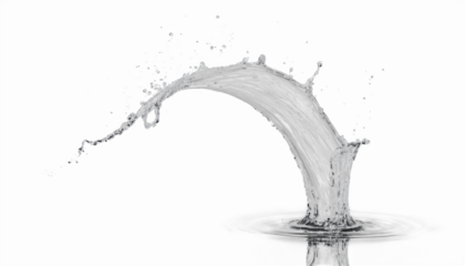 Water splash liquid flowing motion with transparent background