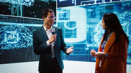 Presenter and specialist guest talking at AI summit bringing together tech startups professionals,...