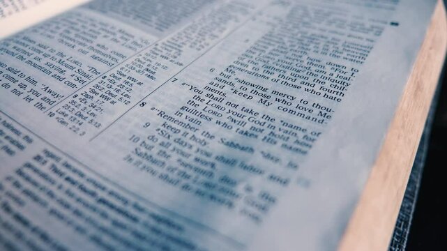 Tracking Shot Inside a Page of the Holy Bible