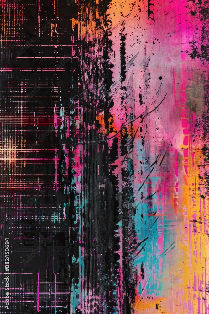 Poster an abstract painting of a tree in a forest