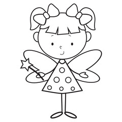 mermaid_34Cute stick figure garden fairy with magic wand vector cartoon illustration