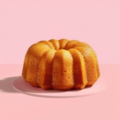 Scrumptious golden bundt cake on a pink surface