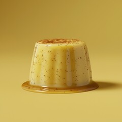 Scrumptious Vanilla Custard Dessert Topped with Cinnamon on Yellow Background