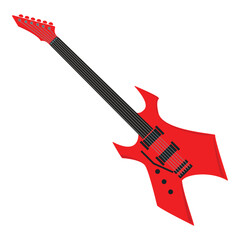 Red Guitar Music Instrument Vector Illustration