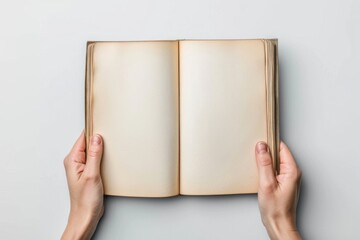 A person holds an open book, ready to start reading