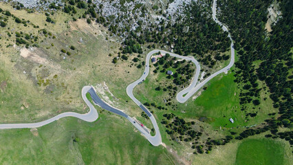 Italy dolomites natural park Passo Sella and general images with drone