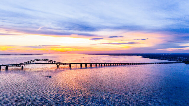 Robert Moses Causeway Bridge over the Great South Bay Sunset West Islip, NY