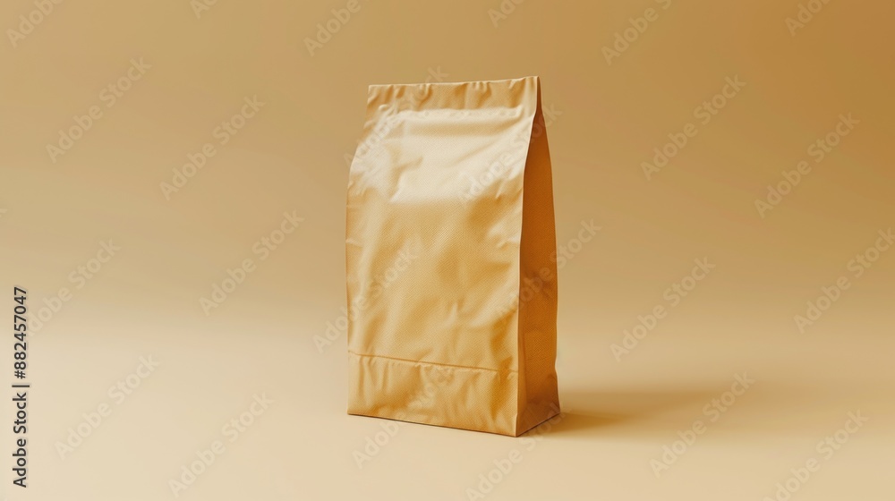 Poster a simple brown paper bag placed on a plain surface, ideal for holding small items or as a prop in st