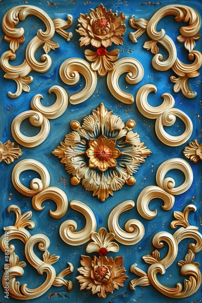 Aufkleber a close-up shot of a decorative design on a wall, perfect for use in interior design or architecture