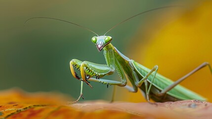 Green Praying Mantis Close Up.