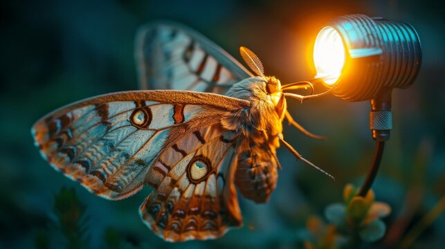 Moth Illuminated by Warm Light.