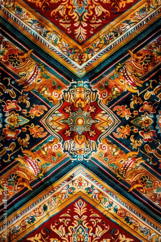Poster A decorative ceiling design with intricate patterns and shapes