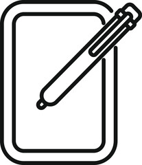 Simple icon of a stylus pen hovering over a digital tablet screen, representing digital art and design