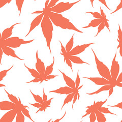 Japan red Maple seamless pattern red background flat vector