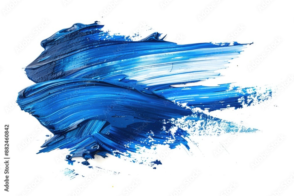 Poster a close-up shot of blue paint on a white background, ideal for use in design and art projects