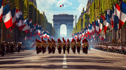 Parade on Champs-Élysées for Bastille Day