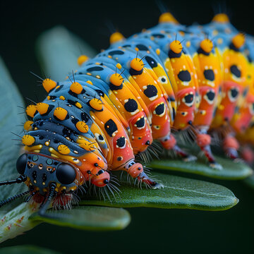 Colorful Caterpillar Close-Up Macro