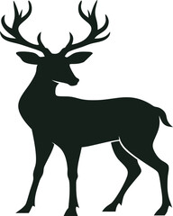 Deer silhouette vector art illustration with a white background