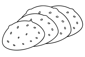 Naan Line Art Artwork Indian Cuisine Hand Drawing Illustration