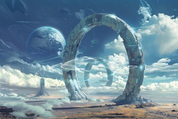 Fototapeta premium Futuristic artwork symbolizing the challenges of global decept