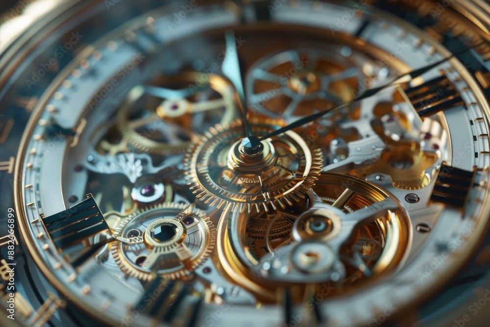 Aufkleber a detailed image of a watch face showing intricate gears and mechanical details