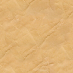 Seamless 4k photo texture of brown colored crumpled and used parcel cardboard paper.