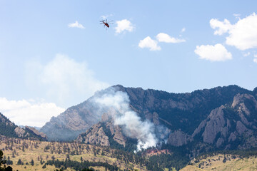 Firefighters in Boulder Colorado, Helicopter at Green Mountain Fire 2024