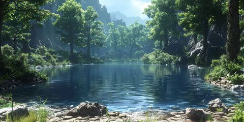 青と緑のある水彩風の背景