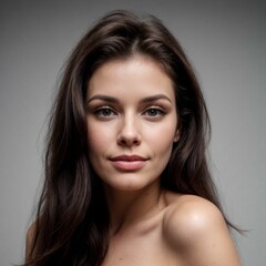 Naklejka premium A portrait with a focus on the woman's face and upper body.