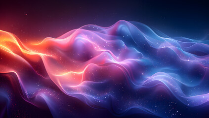 Abstract background with a blue and purple gradient, curved lines, dark color, and blurred effect. Background for design in the style of digital art, high resolution.