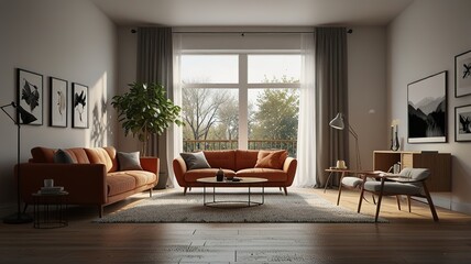 Fototapeta premium An example of a contemporary living room design