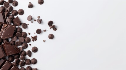 Background Chocolate and Chocolate Chip Banner for International Chocolate Day with Blank Space for Inscription