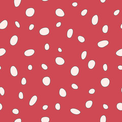 Vector seamless pattern with spotted fly agaric mushroom texture. Red polka dot print