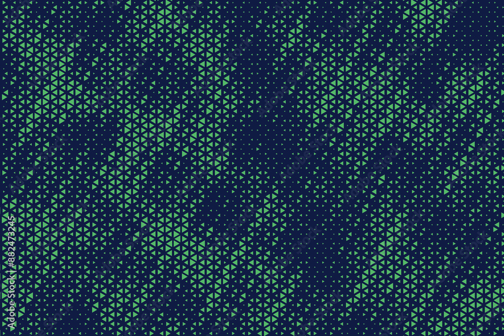 Aufkleber Triangular Halftone Texture Retro wave Vector Geometric Technology Abstract Background. Half Tone Triangles Retro Blue Green Pattern. Minimal 80s Style Dynamic Tech Structure Wallpaper	
