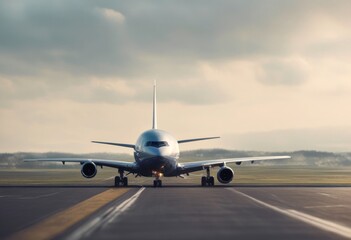 runway airplane sky aircraft blue air travel plane flight transport airliner