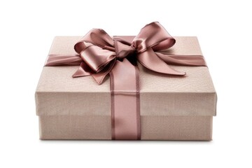 Obraz premium Elegant Gift Box with Ribbon and Bow on White Background