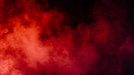 Obraz premium Abstract red misty fog on isolated black background. Smoke stage studio. Texture overlays. The concept of aromatherapy.