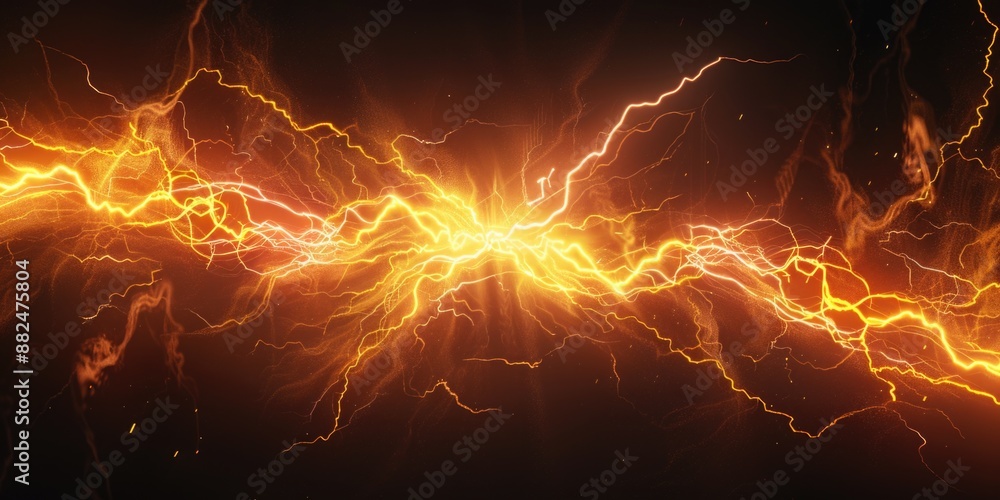 Aufkleber Close up shot of a lightning effect on a black background, suitable for use in weather or science-related contexts