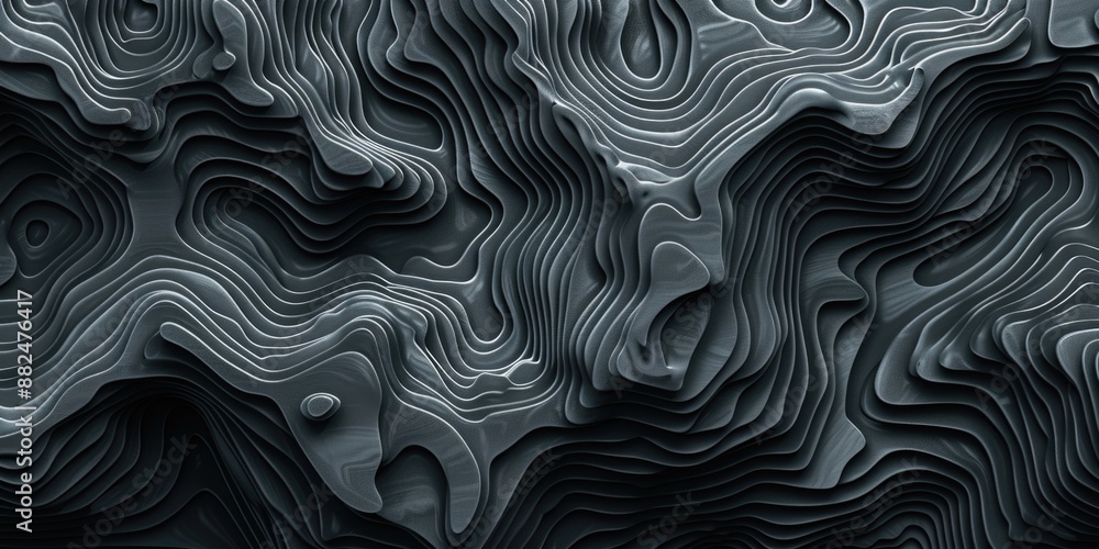 Poster A black and white photo of a wavy surface with texture and patterns