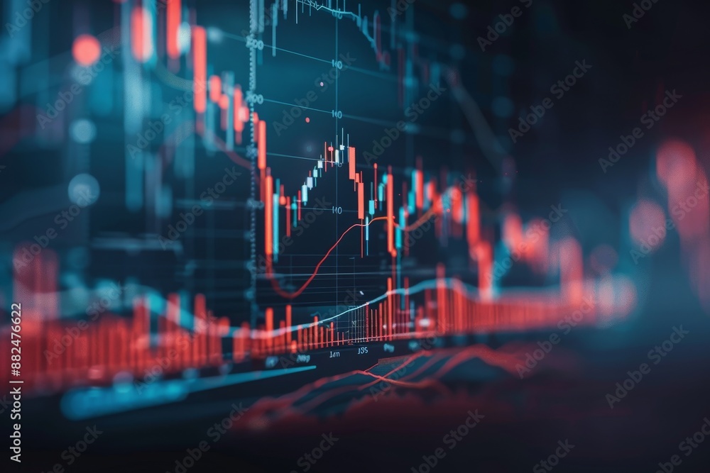 Poster a stock market chart with technical indicators like rsi and macd for analyzing market momentum