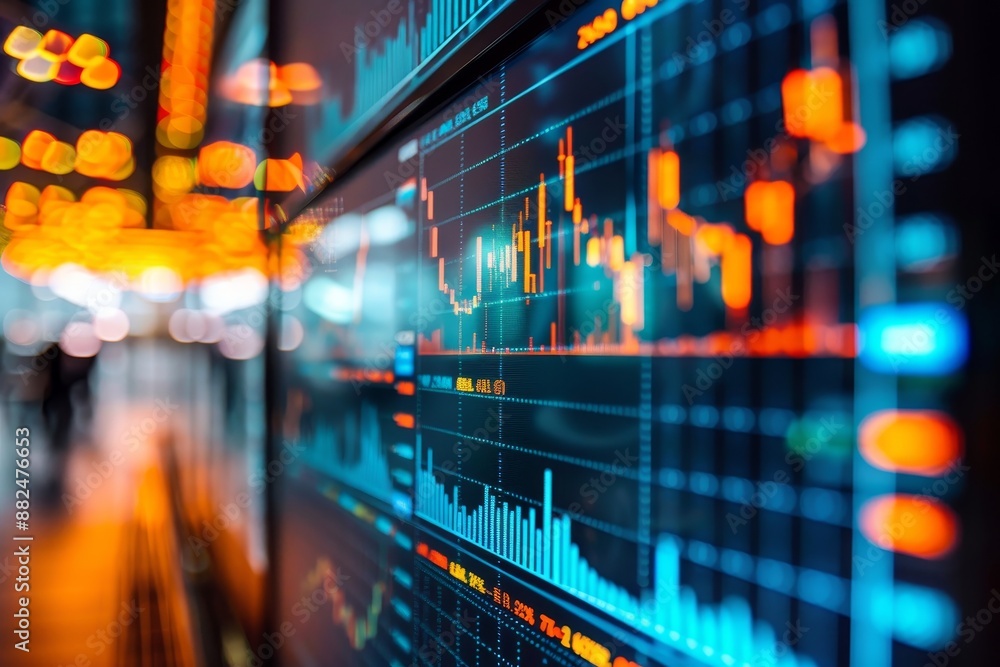 Poster a detailed stock market chart with multiple overlays for comprehensive analysis