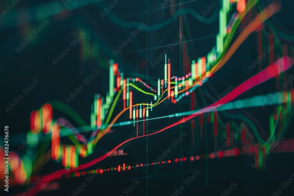 Poster a stock market chart with fibonacci retracement levels to identify potential price targets