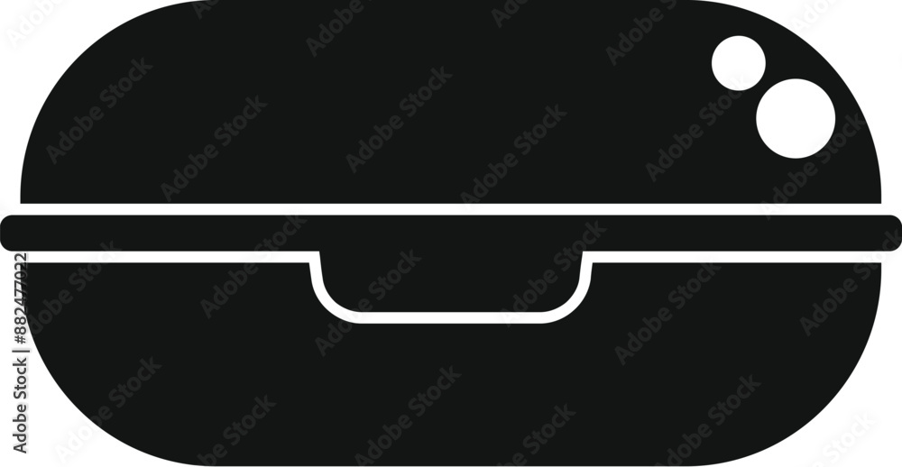Poster simple black lunchbox icon representing a container for storing and carrying meals