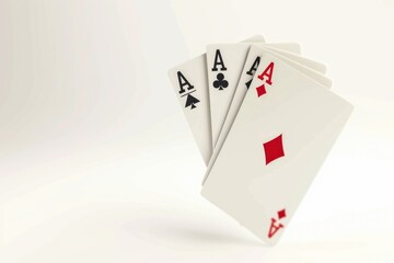 Obraz premium Image of four playing cards suspended in the air, possibly used for creative purposes such as illustration or design