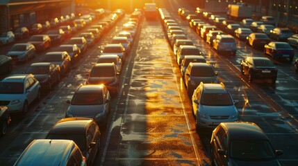 Obraz premium Car parking in outdoor parking Used car sales and rental services Car parking Car dealerships and dealer agent concept